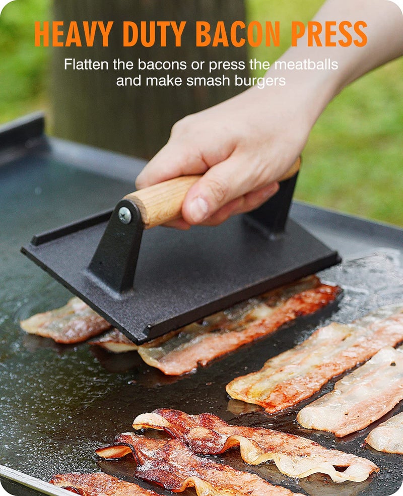 HOMENOTE Griddle Accessories for Blackstone, Commercial Grade 12 Inch Heavy Duty Melting Dome with Rectangle Cast Iron Smash Burger Press Perfect for Flat Top Hibachi Grill Indoor Outdoor - Image 2